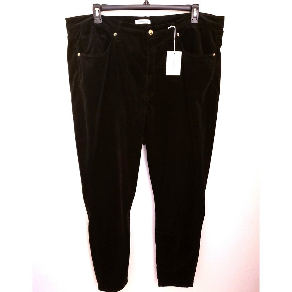 Good American Good Legs Skinny Black Velvet  5 Pocket Jeans Size 24 NWOT